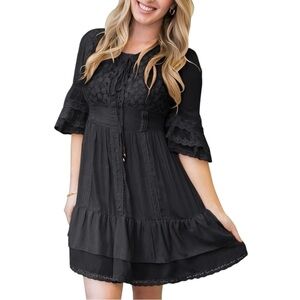 Elegant Black Lace Mini Dress